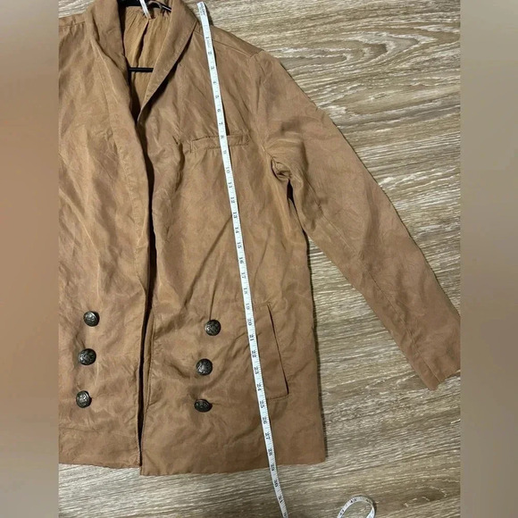 Free People Brown Blazer Jacket w Decorative Buttons Collared Neck - Picture 9 of 9